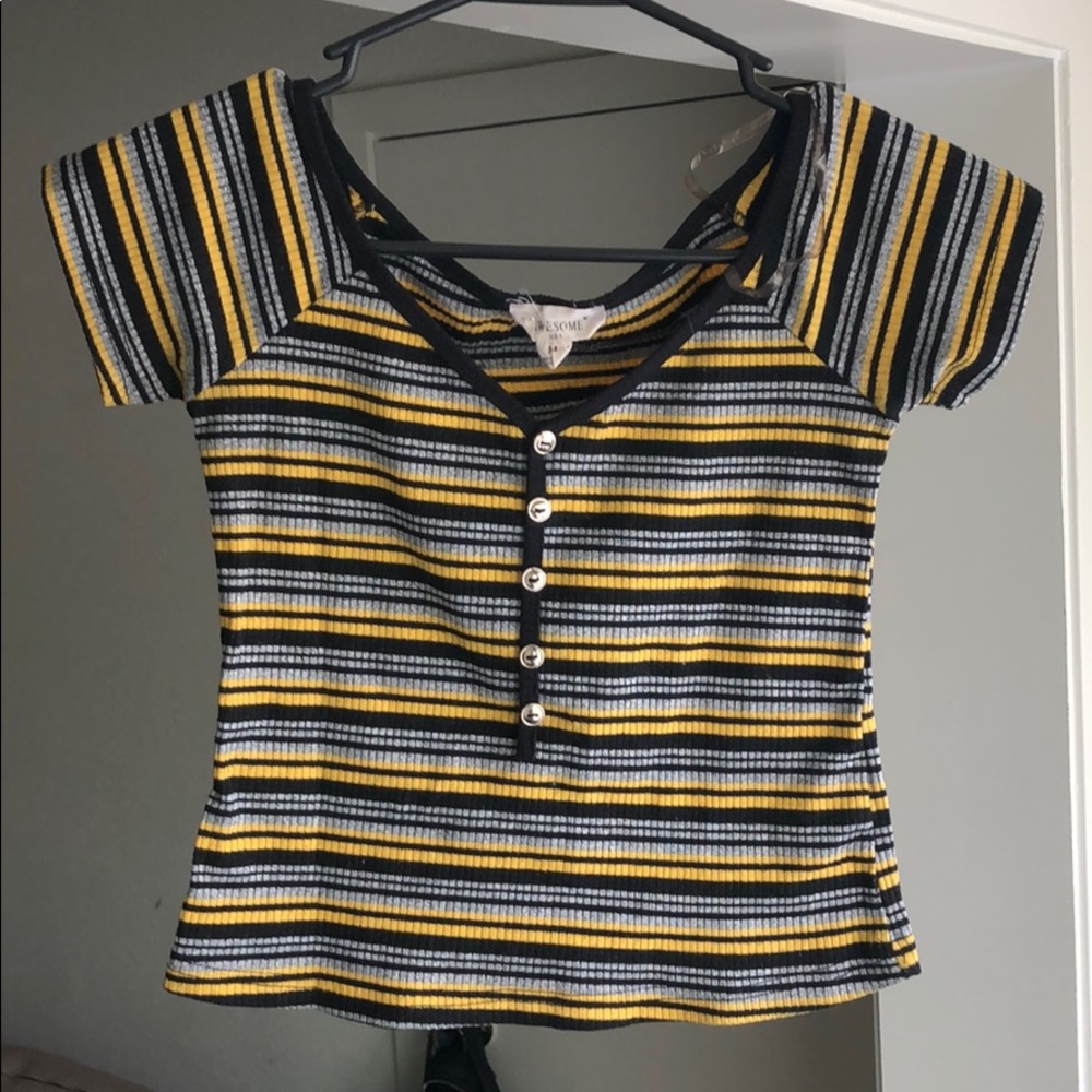 Yellow,black and grey tank top